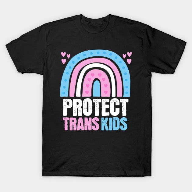 Protect Trans Kids Rainbow Queer Flag T-Shirt by PUFFYP